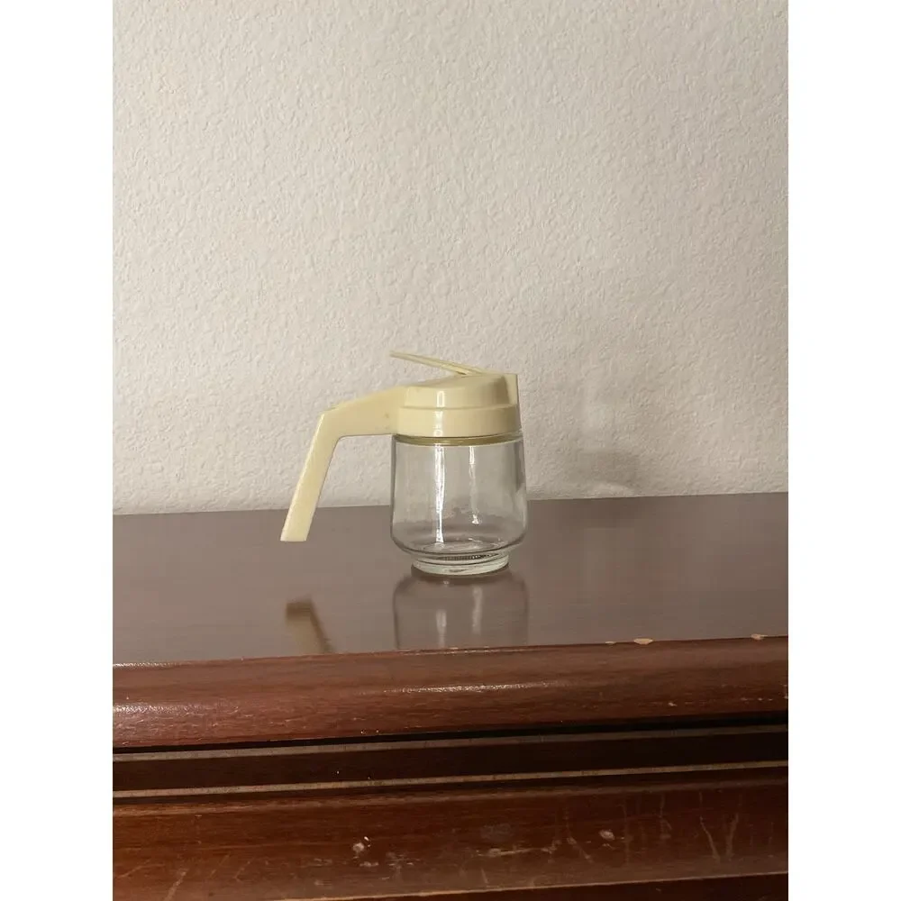 Vintage small Gemco glass syrup dispenser cream lid